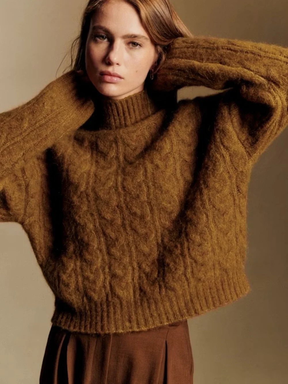 Sezane Hugo Jumper Sweter Wildcat Brown Baby Alpaca - Picture 2 of 11